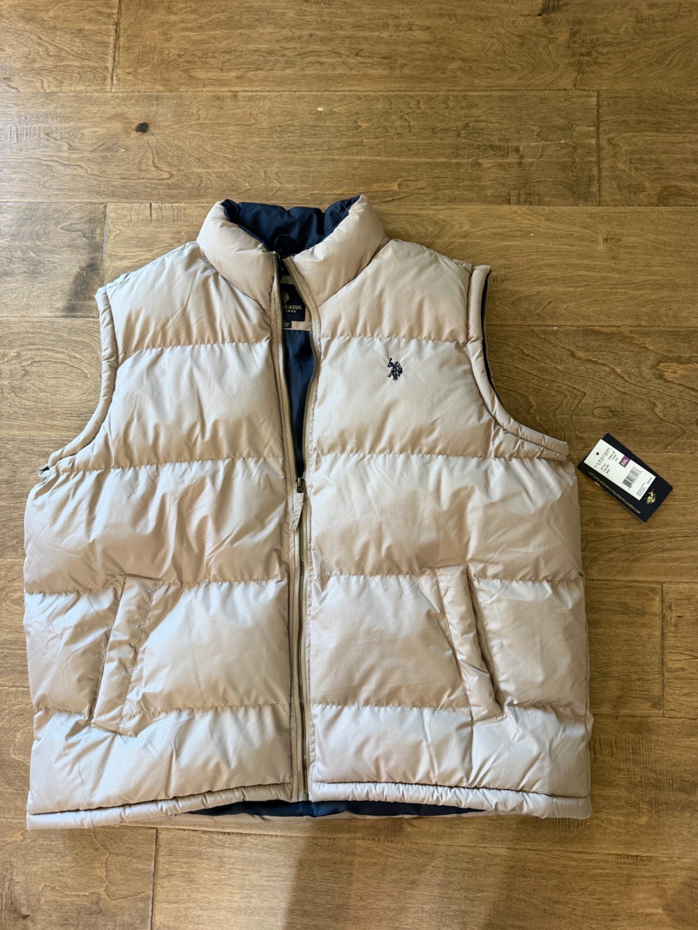 U.S. Polo Assn. Men's Beige Puffer Vest, XXL, NWT